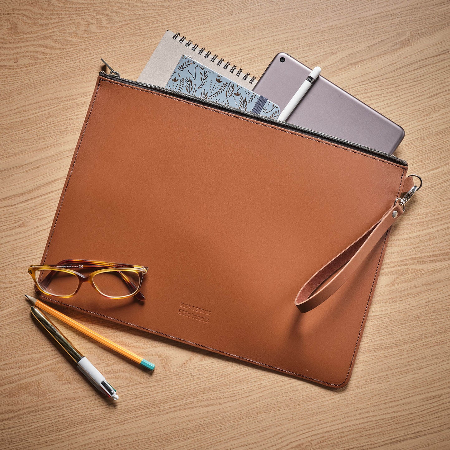 Handmade Leather Folio Case - Black