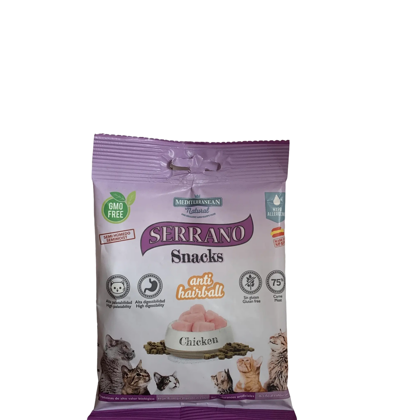 SERRANO Snack per Gatti 50g – Gusto Pollo o Salmone & Tonno