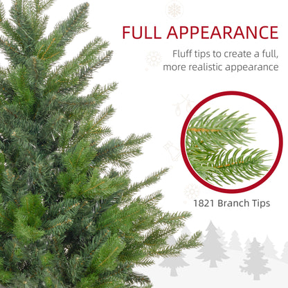 HOMCOM 6ft Artificial Christmas Tree with 1821 Tips, Metal Base, Realistic Hinged Xmas Tree for Home Office, Green